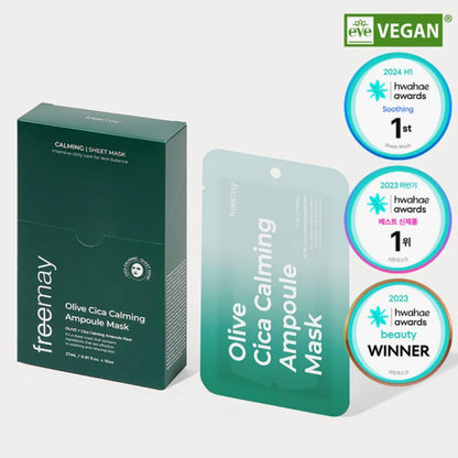 Freemay CICA Calming Ampoule Mask 積雪草鎮靜舒緩面膜(一盒10片)