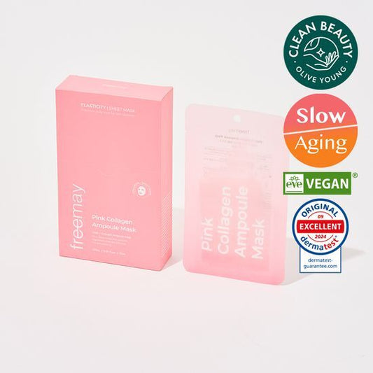 Freemay Collagen Ampoule Mask 粉紅膠原面膜 (一盒10片)